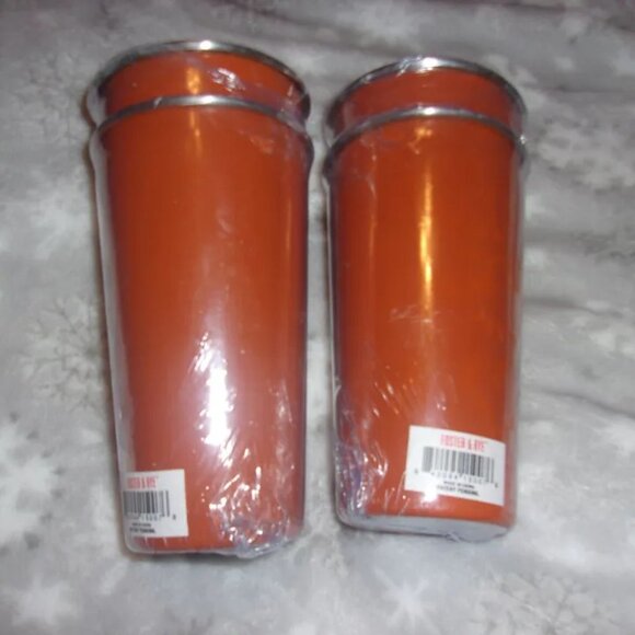 4 Foster & Rye Stainless Steel and Orange Enameled Pint Glass w/Bottle Opener - Picture 3 of 3